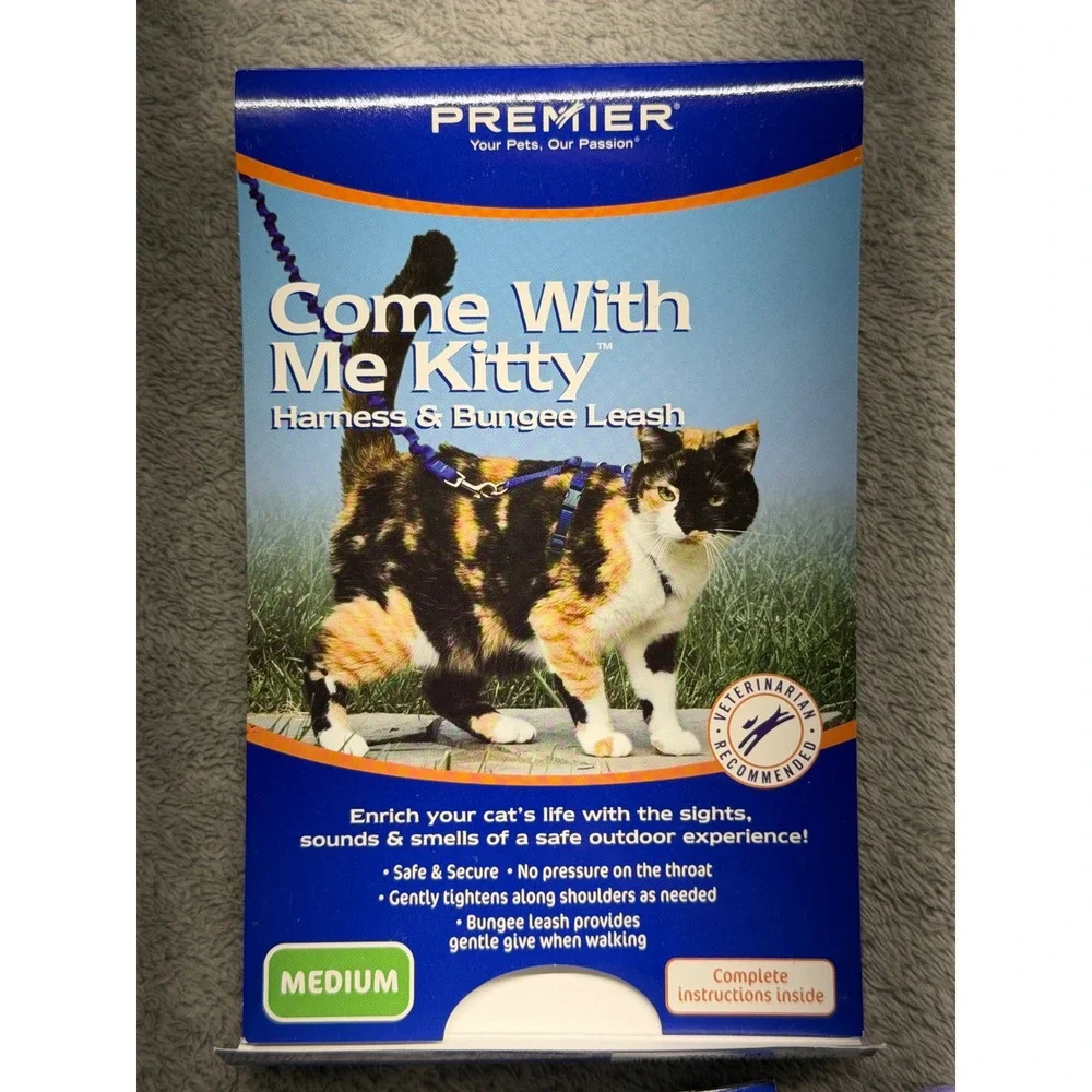Premier Come With Me Kitty Harness & Bungee Leash Purple Medium Cat Walking Set